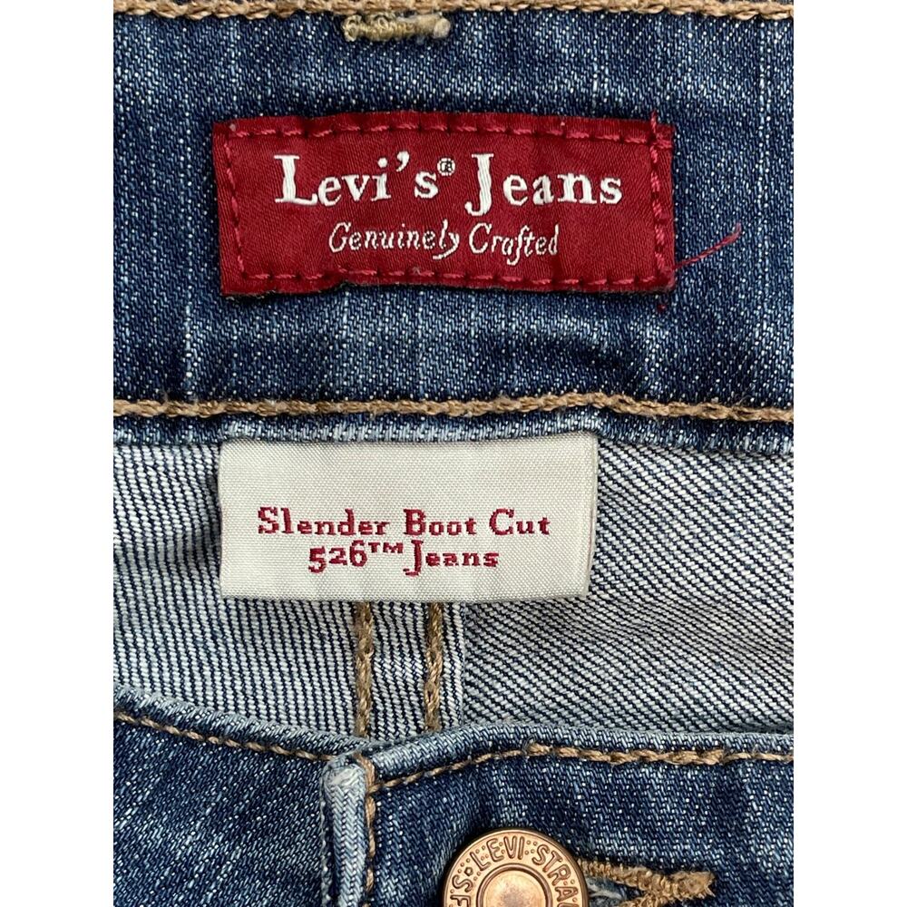 Levis Jeans Womens 10M (32 x 30) Blue Cotton Blend Stretch 526 Slender Bootcut - Picture 3 of 7